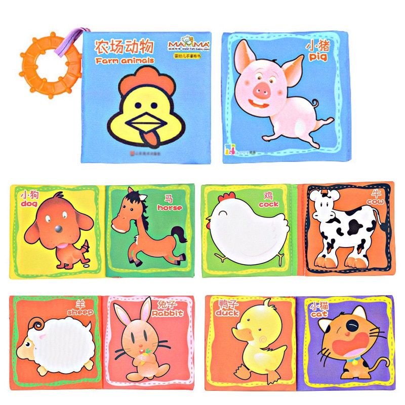 Baby Cloth Book Toy Teether Infant Educational baby rattles mobiles sensory Toys for Newborn baby toys 0-12 months